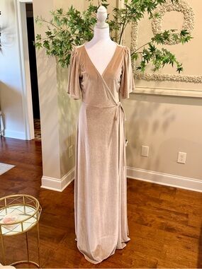Baltic Born Wrap-Front Maxi Dress in Champagne Size M New